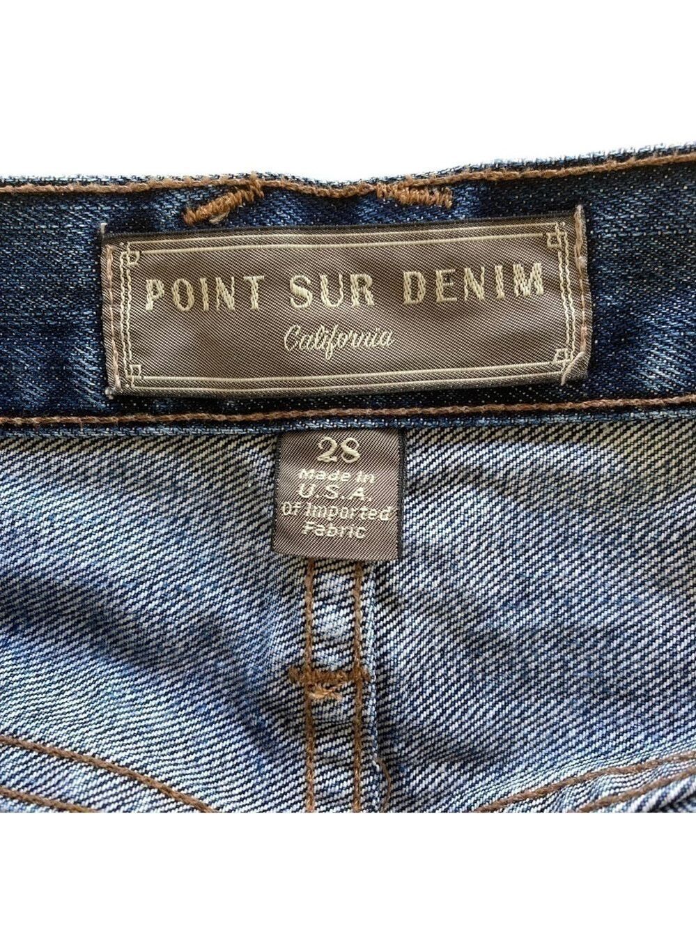 Point Sur Shoreditch Straight Leg Raw Hem Denim Jeans Patch Distressed sz 28 - Picture 12 of 15